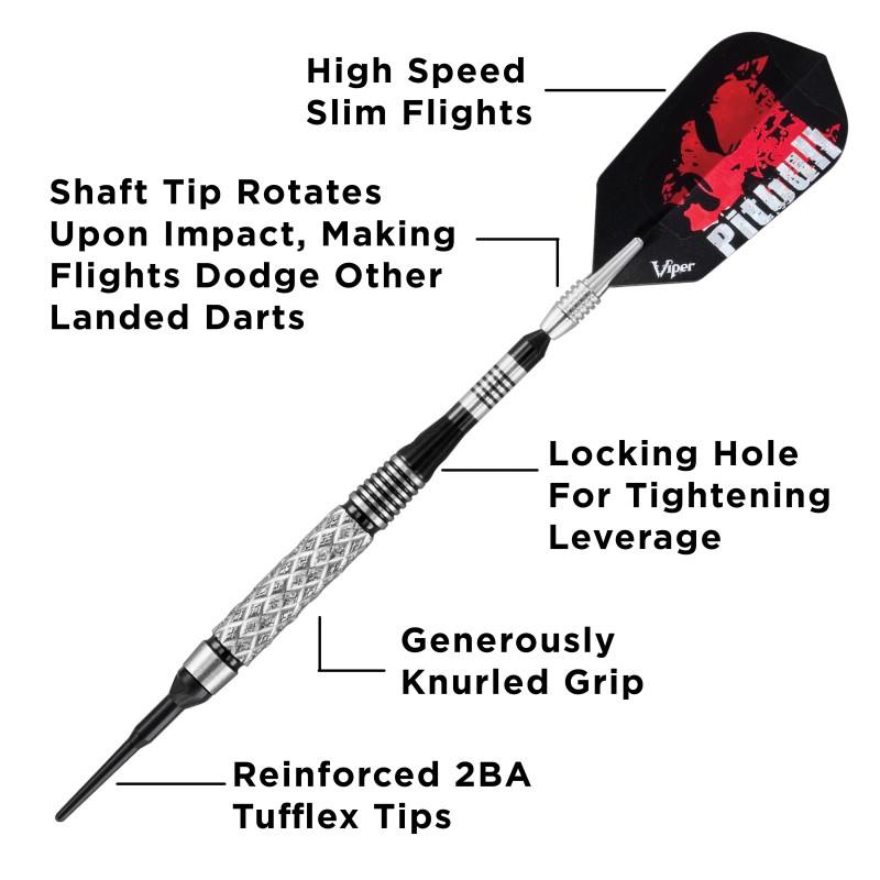 Viper Pitbull Darts 90% Tungsten Soft Tip Darts Diamond Cut Barrel 18 Grams Soft-Tip Darts Viper 