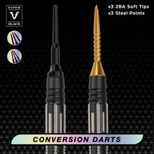 Load image into Gallery viewer, Viper Black Flux 90% Tungsten Steel or Soft Tip Conversion Darts Gold 20 Grams
