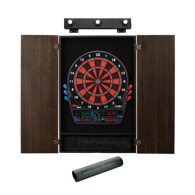 Viper Orion Electronic Dartboard, Metropolitan Espresso Cabinet, Dart Mat & Shadow Buster Dartboard Light Bundle Darts Viper 