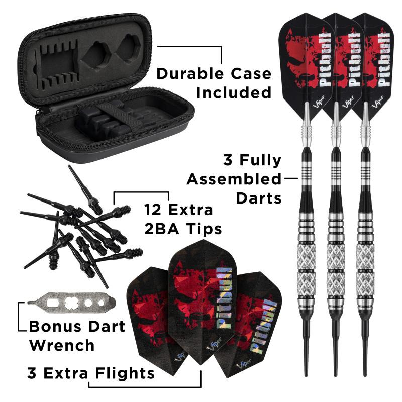 Viper Pitbull Darts 90% Tungsten Soft Tip Darts Diamond Cut and Ringed Barrel 18 Grams Soft-Tip Darts Viper 