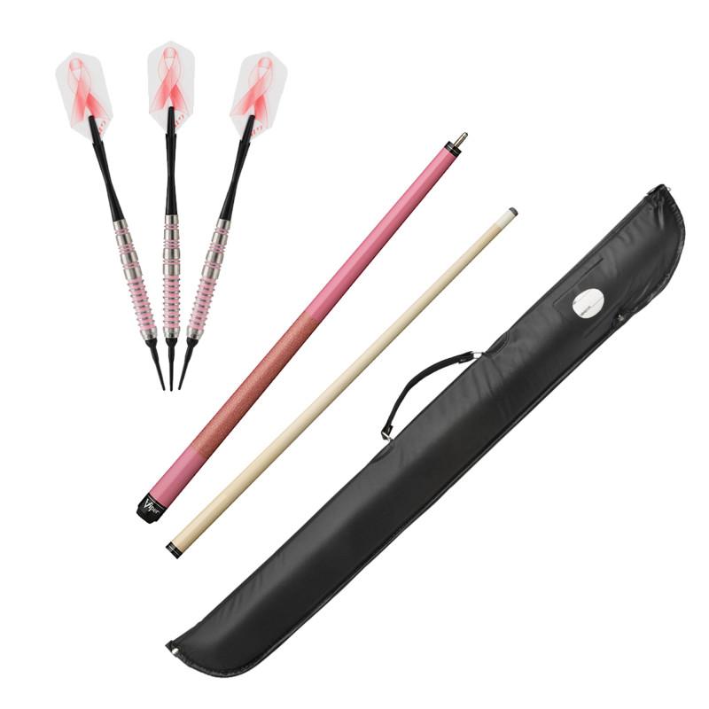 Fat Cat Pink Lady Soft Tip Darts 16 Grams, Viper Junior Pink Lady Cue, and Casemaster Cono Case Billiards Viper 