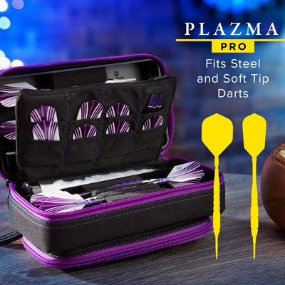 Casemaster Plazma Pro Dart Case Black with Amethyst Zipper and Phone Pocket Dart Cases Casemaster 