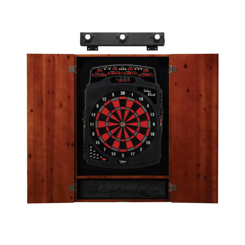 Viper Solar Blast Electronic Dartboard, Metropolitan Cinnamon Cabinet & Shadow Buster Dartboard Light Bundle Darts Viper 