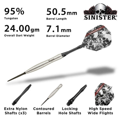 Viper Sinister 95% Tungsten Steel Tip Darts 24 Grams