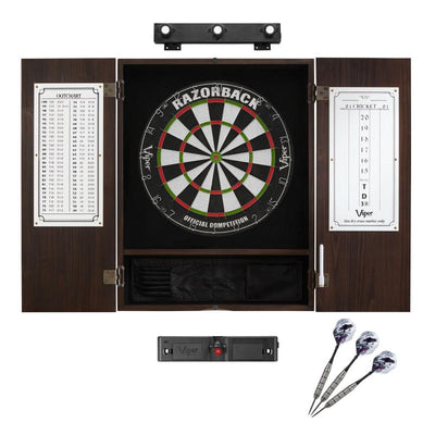 Viper Razorback Sisal Dartboard, Metropolitan Espresso Cabinet, Shadow Buster Dartboard Lights & Laser Throw Line Marker Darts Viper 