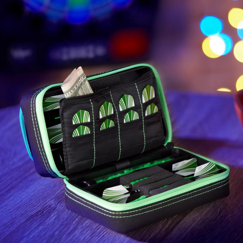 Casemaster Plazma Pro Dart Case Black with Green Trim and Phone Pocket Dart Cases Casemaster 