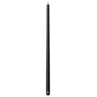 Black cue stick with metal joint at top and wrap-free grip area at bottom