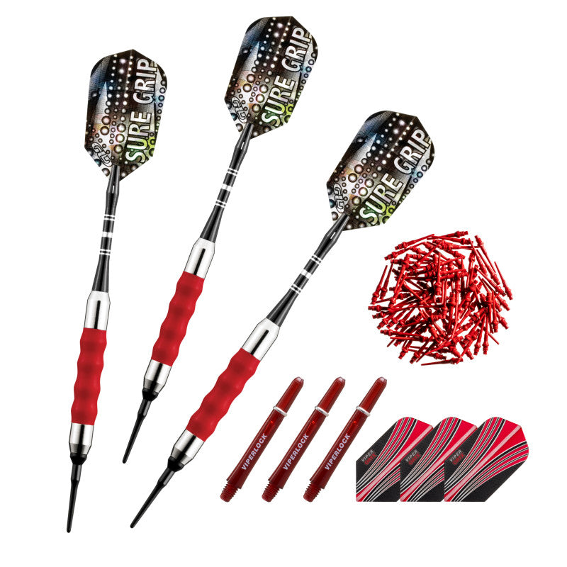 Viper Sure Grip Soft Tip Darts 18 Grams, Red Accessory Set