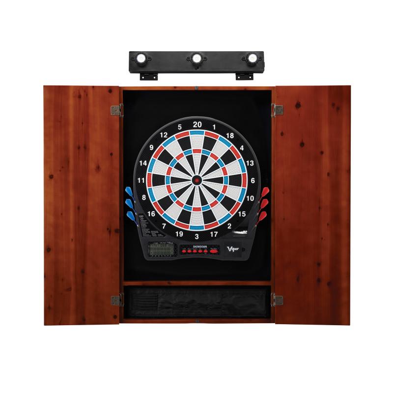 Viper Showdown Electronic Dartboard, Metropolitan Cinnamon Cabinet & Shadow Buster Dartboard Light Bundle Darts Viper 