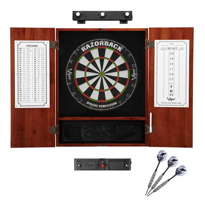 Viper Razorback Sisal Dartboard, Metropolitan Cinnamon Cabinet, Shadow Buster Dartboard Lights & Laser Throw Line Marker Darts Viper 