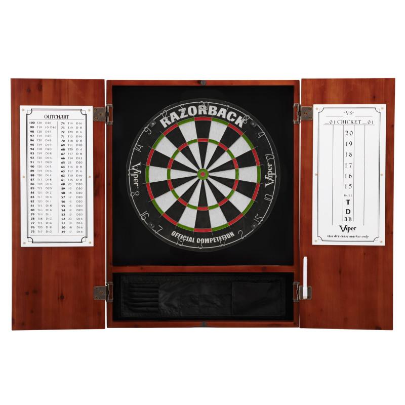 Viper Razorback Sisal Dartboard & Metropolitan Cinnamon Cabinet Darts Viper 