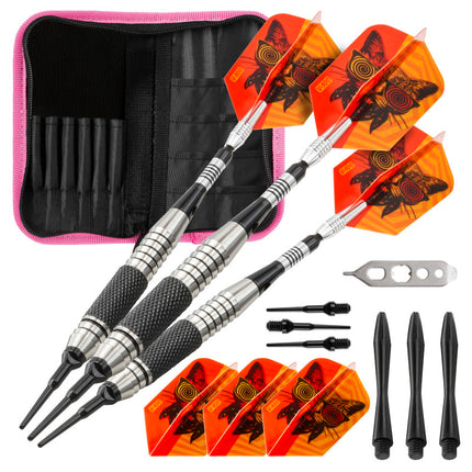 Viper The Freak Soft Tip Darts Knurled and Grooved Barrel 18 Grams and Casemaster Deluxe Pink Nylon Dart Case