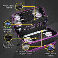 [REFURBISHED] Casemaster Plazma Pro Dart Case Black with Amethyst Zipper and Phone Pocket Refurbished Refurbished GLD Products 
