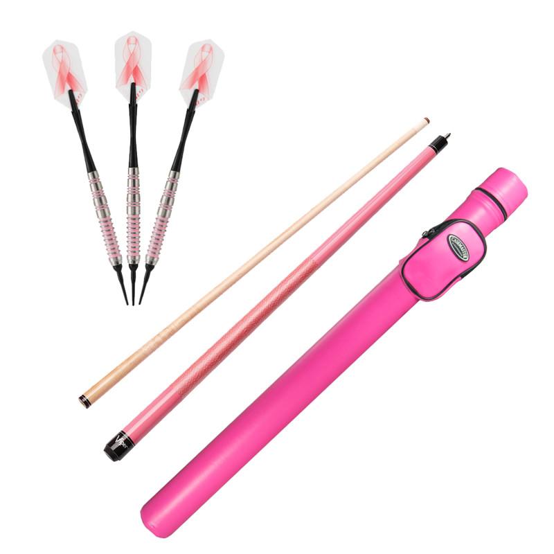 Fat Cat Pink Lady Soft Tip Darts 16 Grams and Casemaster Q-Vault Supreme Pink Cue Case Billiards Viper 