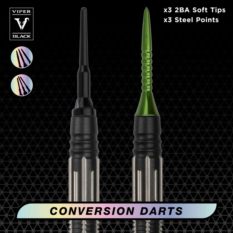 Viper Black Flux 90% Tungsten Steel or Soft Tip Conversion Darts Green 20 Grams