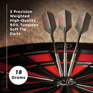 Viper V-Factor 90% Tungsten Soft Tip Darts Grooved Barrel 18 Grams