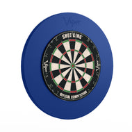 Viper brand dartboard with black face and cream, red, green segments inside royal blue oval surround