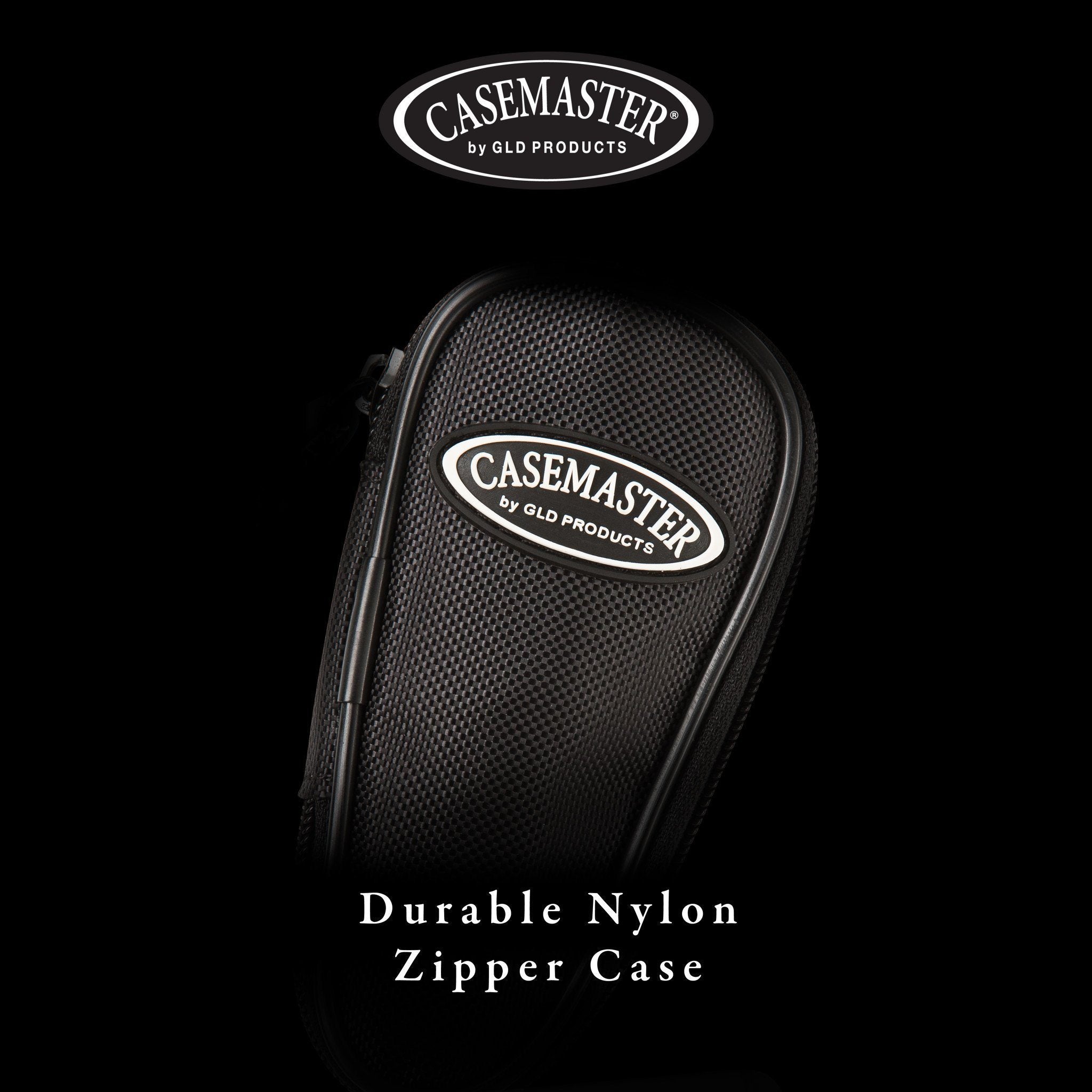 Black nylon zippered case with textured surface and Casemaster logo on front