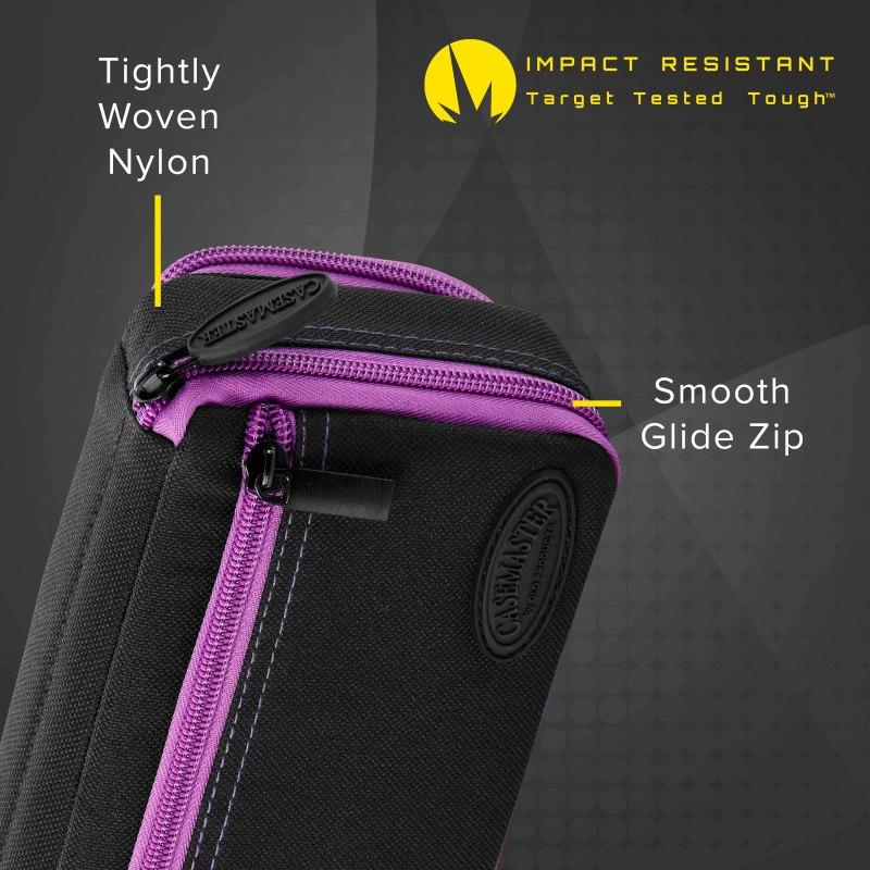 Casemaster Plazma Plus Dart Case Black with Amethyst Zipper and Phone Pocket Dart Cases Casemaster 