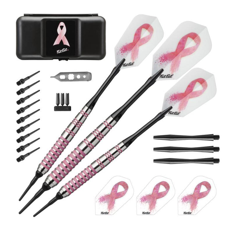 Fat Cat Pink Lady Soft Tip Darts 16 Grams and Casemaster Deluxe Pink Nylon Case Soft-Tip Darts Fat Cat 