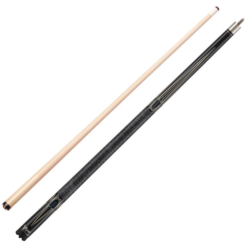 Viper Sinister Series Cue with Black/White Design and Casemaster Q-Vault Supreme Black Cue Case Billiards Viper 