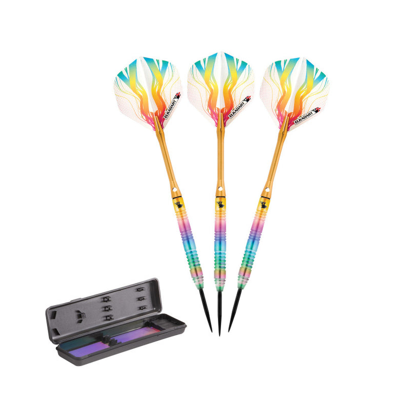 Elkadart Rainbow 90% Tungsten Steel Tip Darts Multi Color Titanium Coating 25 Grams