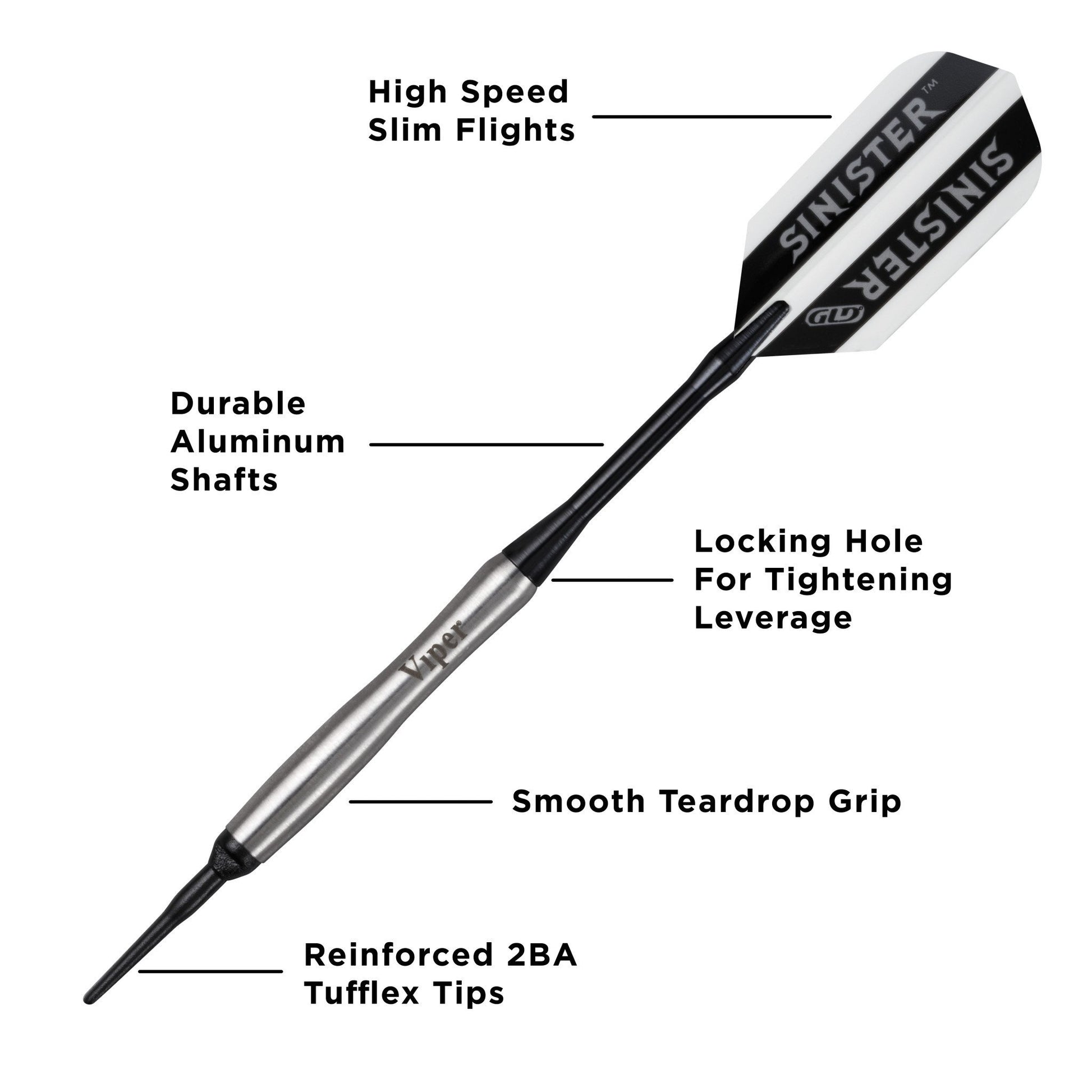 [REFURBISHED] Viper Sinister Darts 95% Tungsten Soft Tip Darts Tapered Barrel 18 Grams Refurbished Refurbished GLD Products 