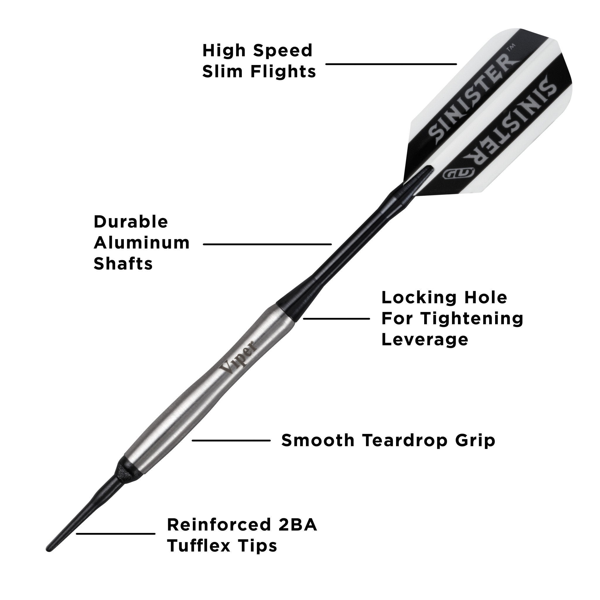 [REFURBISHED] Viper Sinister Darts 95% Tungsten Soft Tip Darts Tapered Barrel 18 Grams Refurbished Refurbished GLD Products 