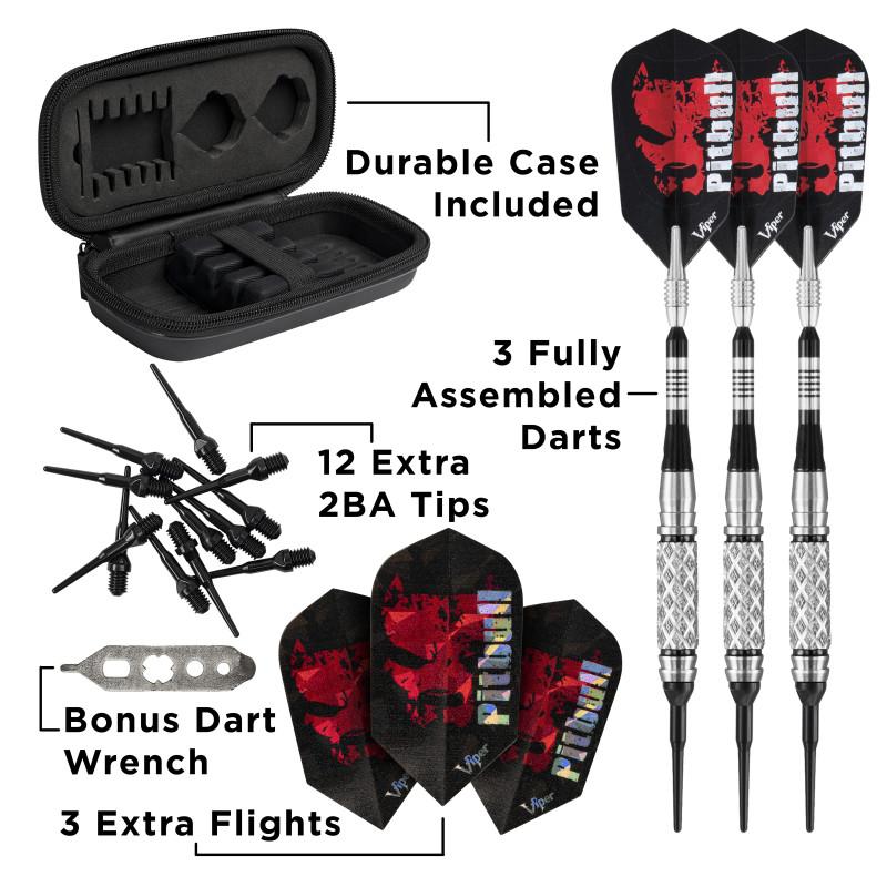 Viper Pitbull Darts 90% Tungsten Soft Tip Darts Diamond Cut and Shark Fin Barrel 18 Grams Soft-Tip Darts Viper 