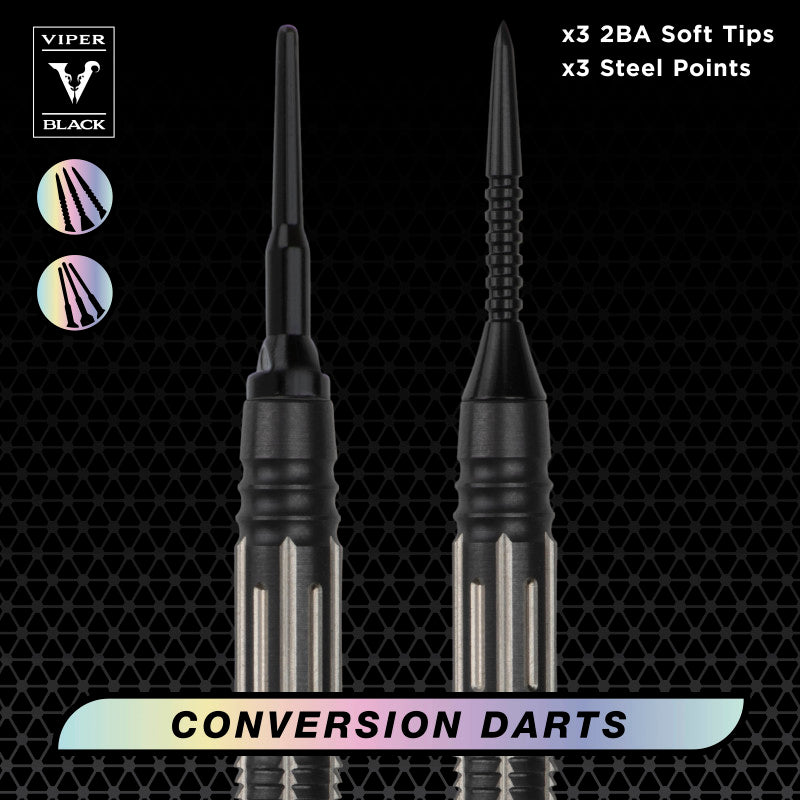 Viper Black Flux 90% Tungsten Steel or Soft Tip Conversion Darts Black/Silver 20 Grams