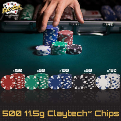 Juego de fichas de póquer Texas Hold'Em de 500 ct de Fat Cat 