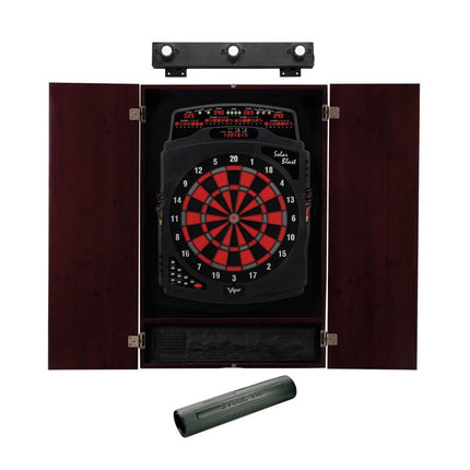 Viper Solar Blast Electronic Dartboard, Metropolitan Mahogany Cabinet, Dart Mat & Shadow Buster Dartboard Light Bundle Darts Viper 