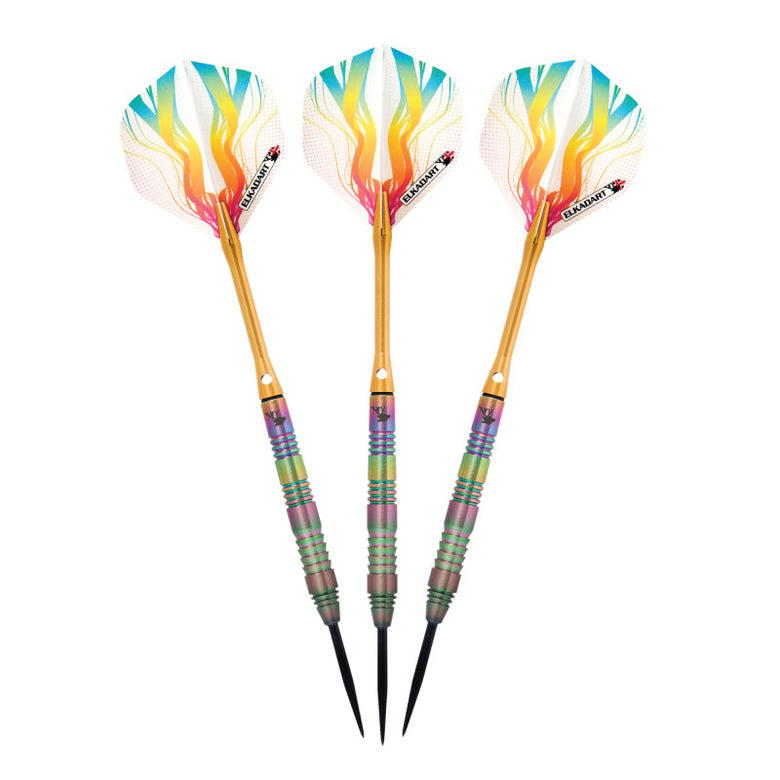 Elkadart Rainbow 90% Tungsten Steel Tip Darts Multi Color Titanium Coating 23 Grams