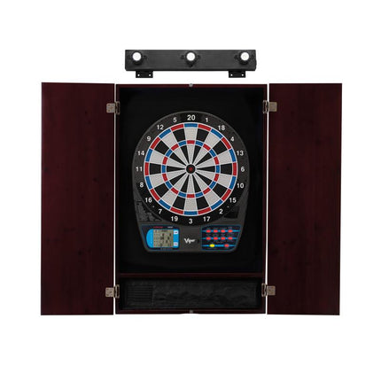 Viper 787 Electronic Dartboard, Metropolitan Mahogany Cabinet & Shadow Buster Dartboard Lights Darts Viper 