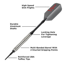 Load image into Gallery viewer, Viper V-Factor 90% Tungsten Soft Tip Darts Grooved Barrel 18 Grams
