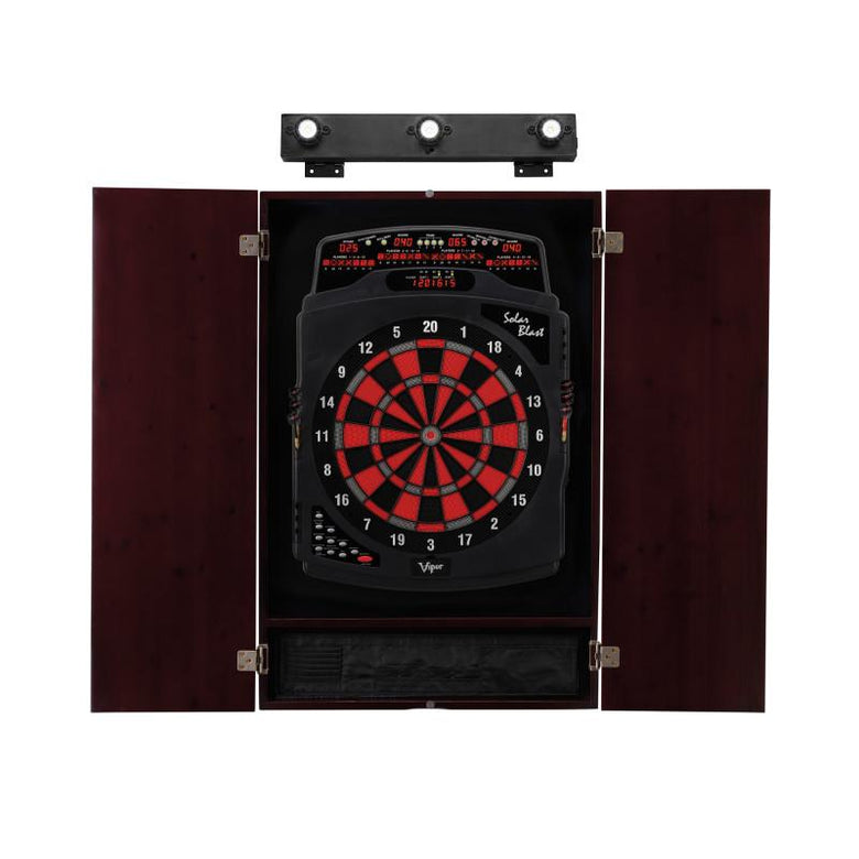 Viper Solar Blast Electronic Dartboard, Metropolitan Mahogany Cabinet & Shadow Buster Dartboard Lights Darts Viper 