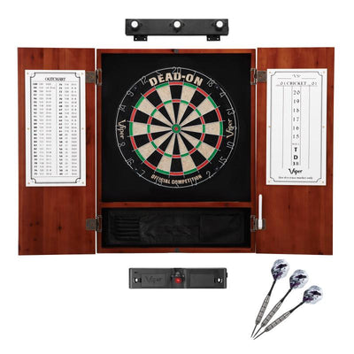 Viper Dead On Sisal Dartboard, Metropolitan Cinnamon Cabinet, Shadow Buster Dartboard Lights & Laser Throw Line Marker Darts Viper 