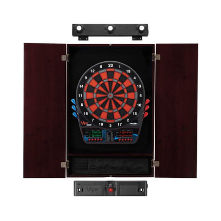 Viper Orion Electronic Dartboard, Metropolitan Mahogany Cabinet, Laser Throw Line & Shadow Buster Dartboard Light Bundle Darts Viper 