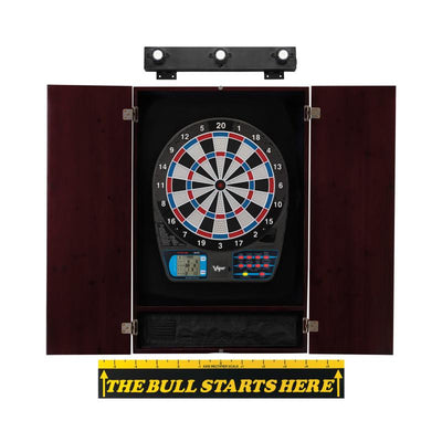 Viper 787 Electronic Dartboard, Metropolitan Mahogany Cabinet, "The Bull Starts Here" Throw Line Marker & Shadow Buster Dartboard Lights Darts Viper 