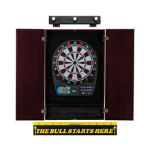 Load image into Gallery viewer, Viper 787 Electronic Dartboard, Metropolitan Mahogany Cabinet, &quot;The Bull Starts Here&quot; Throw Line Marker &amp; Shadow Buster Dartboard Lights Darts Viper 
