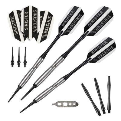 Viper Sinister Tungsten Darts Soft Tip Darts Tapered Barrel 18 Grams and Casemaster Deluxe Pink Nylon Case Soft-Tip Darts Viper 