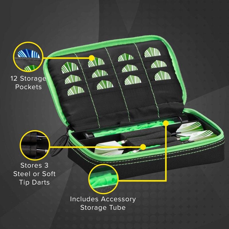 Casemaster Plazma Dart Case Black with Green Trim Dart Cases Casemaster 