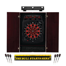 Load image into Gallery viewer, Viper Solar Blast Electronic Dartboard, Metropolitan Mahogany Cabinet, &quot;The Bull Starts Here&quot; Throw Line Marker &amp; Shadow Buster Dartboard Lights Darts Viper 
