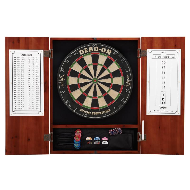 Viper Dead On Sisal Dartboard & Metropolitan Cinnamon Cabinet Darts Viper 