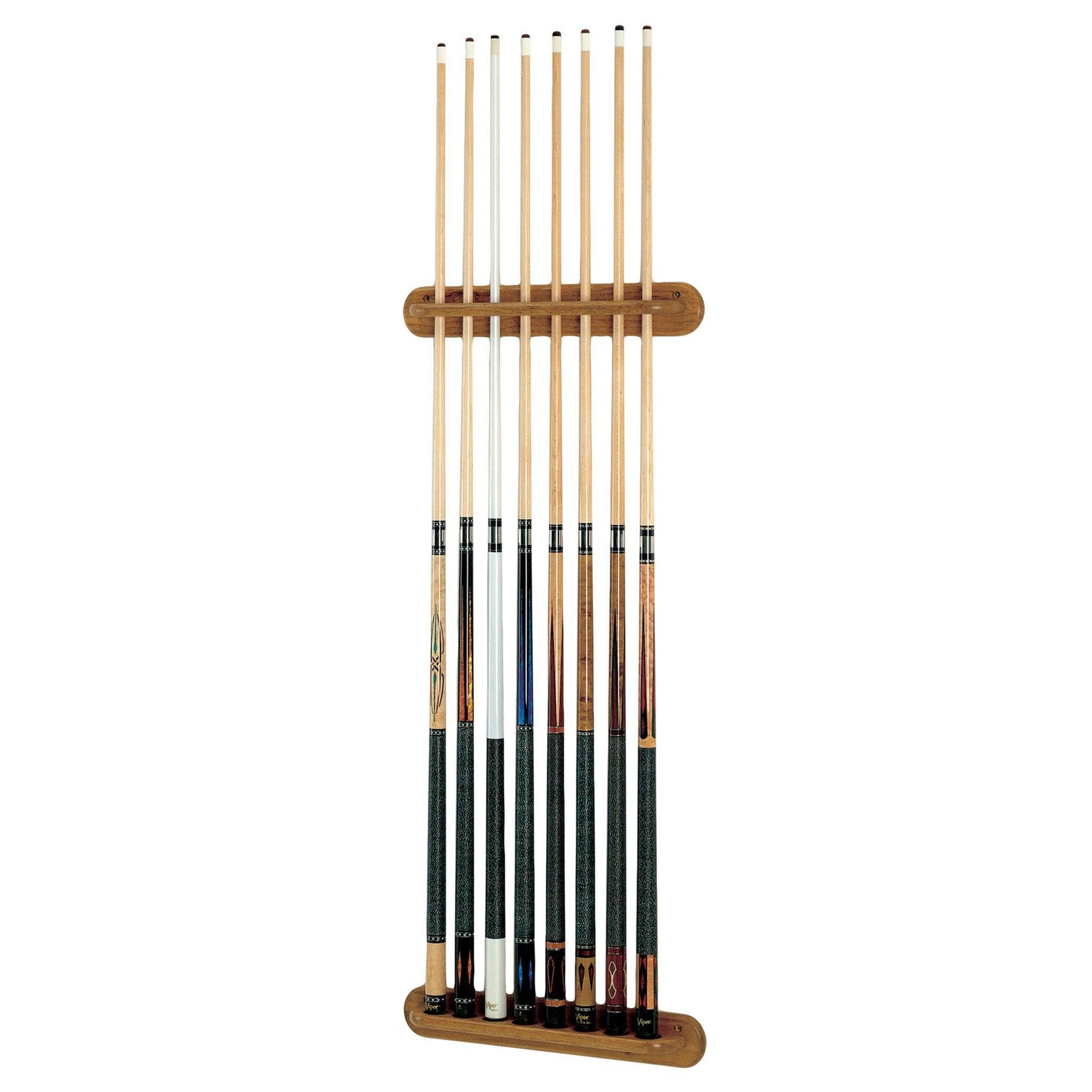 [REFURBISHED] Viper Traditional Oak 8 Cue Wall Cue Rack Refurbished GLD Products