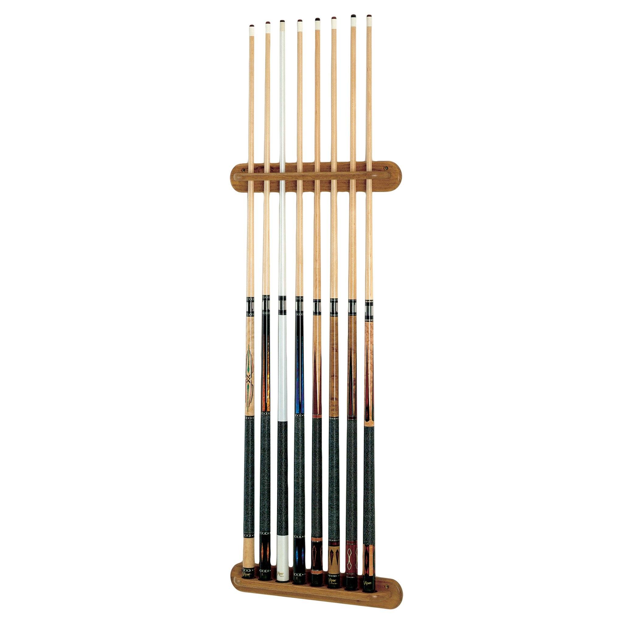 [REFURBISHED] Viper Traditional Oak 8 Cue Wall Cue Rack Refurbished GLD Products