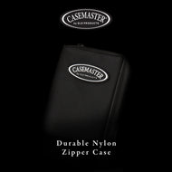Black nylon zipper case with textured surface and Casemaster oval logo badge
