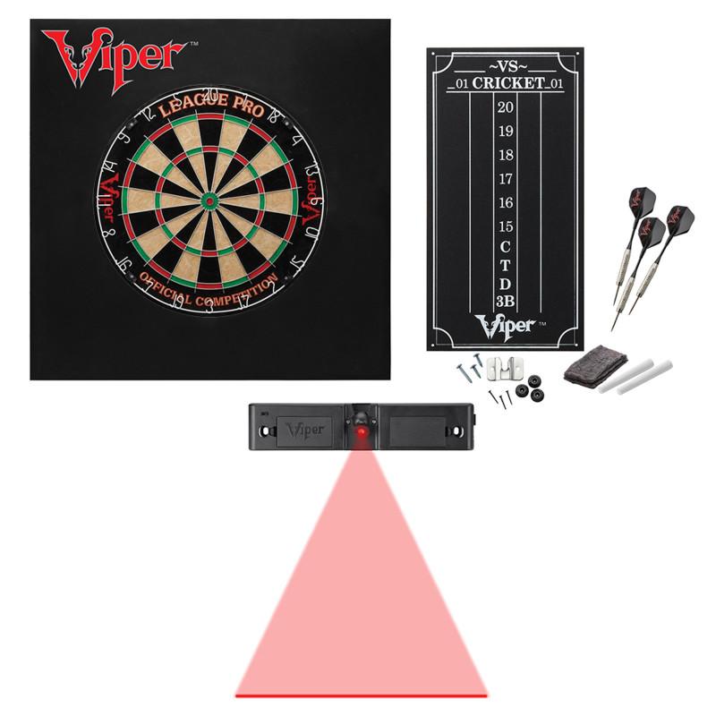 Viper League Pro Sisal Dartboard Starter Kit, Dart Laser Line, and Wall Defender II Darts Viper 