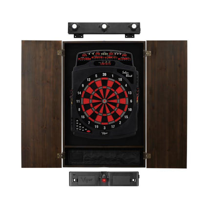 Viper Solar Blast Electronic Dartboard, Metropolitan Espresso Cabinet, Laser Throw Line & Shadow Buster Dartboard Light Bundle Darts Viper 