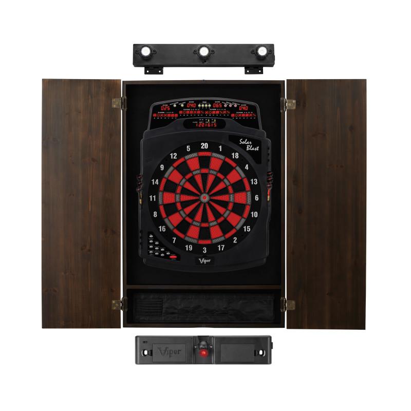 Viper Solar Blast Electronic Dartboard, Metropolitan Espresso Cabinet, Laser Throw Line & Shadow Buster Dartboard Light Bundle Darts Viper 